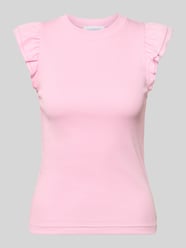 Top o kroju slim fit z obszyciem falbanami od Rich & Royal Fuksjowy - 4