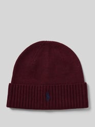 Beanie van wol met labelstitching van Polo Ralph Lauren Bordeaux - 24