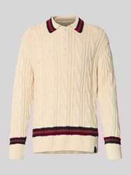 Strickpullover mit Zopfmuster und Polokragen von Gant Beige - 2