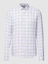 Slim Fit Freizeithemd aus reinem Leinen mit Karomuster von OLYMP Level Five Blau - 41
