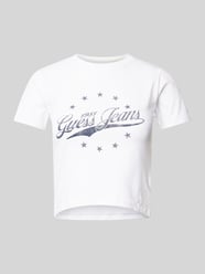 Cropped T-Shirt mit Label-Print von Guess Jeans Weiß - 9