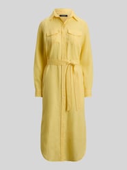 Wąska sukienka koszulowa midi z czystego lnu od Lauren Ralph Lauren - 6
