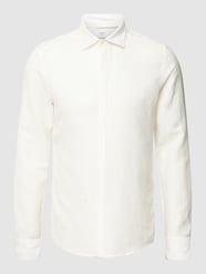 Slim Fit Premium Shirt  mit Premium Leinen-Anteil Modell 'Kent' von Eterna Beige - 11