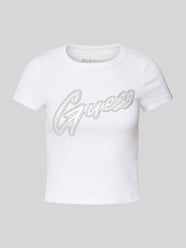 T-Shirt mit Label-Print von Guess Weiß - 34