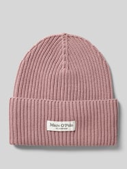 Czapka beanie z naszywką z logo od Marc O'Polo Różowy - 7