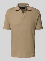 regular fit poloshirt van mix van katoen en linnen van Marc O'Polo Beige - 3