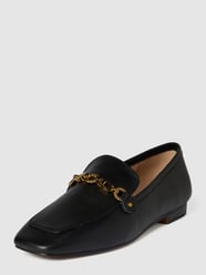 Mokasyny typu penny loafer skórzane od Guess Czarny - 47