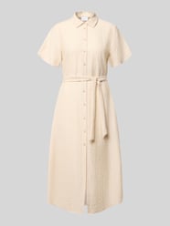 Midikleid aus Viskose-Mix mit Umlegekragen von COMMA Beige - 2