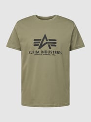 T-shirt met labelprint, model 'BASIC' van Alpha Industries Groen - 45