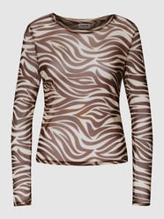 Shirt met lange mouwen en dierenprint, model 'JUDITH' van Noisy May Bruin - 27