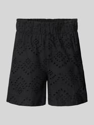 Bermudy o kroju loose fit z haftem angielskim model 'VILDE' od PIECES - 15