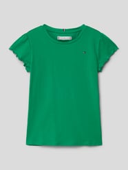 T-shirt met logostitching, model 'ESSENTIAL' van Tommy Hilfiger Teens Groen - 32