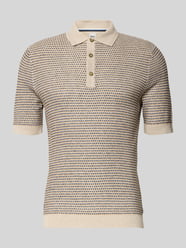 Slim Fit Poloshirt in Strick-Optik mit Leinen-Anteil von Brax Beige - 31
