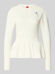 Sweter dzianinowy z czystej bawełny w kroju slim fit model 'SABANNA' od HUGO - 4