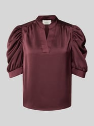 Regular fit blouse van satijn met pofmouwen model 'Roella' van Neo Noir Bordeaux - 38