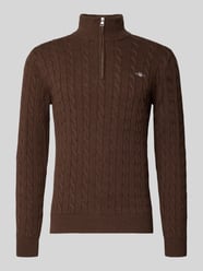 Krój slim fit troyer z prążkowanymi wykończeniami od GANT - 25