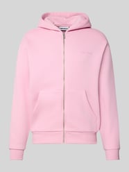 Regular fit sweatjack met logo-applicatie van REVIEW Fuchsia - 36