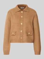 Kurtka z dzianiny z wykładanym kołnierzem i listwą guzikową od More & More - 12