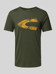 T-Shirt mit geripptem Rundhalsausschnitt von camel active Grün - 1