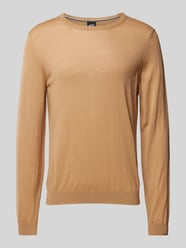 Wollpullover aus Schurwolle mit Label-Detail Modell 'Leno' von BOSS Beige - 19