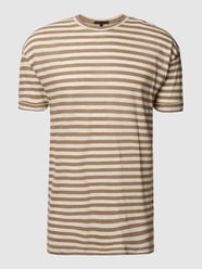 T-Shirt aus Baumwoll-Leinen-Mix mit Streifenmuster Modell 'Thilo' von Drykorn Weiß - 25