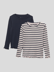 Longsleeve in Ripp-Optik Modell 'Emma' im 2er-Pack von Name It Blau / Türkis - 34