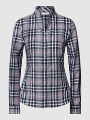 Bluse mit Tartan-Karo und Stehkragen von Christian Berg Woman Blau - 42