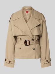 boxy fit trenchcoat-jack van mix van katoen en linnen model 'ACLUNDA-1-W' van HUGO Beige - 7