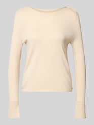 Strickpullover mit geripptem Rundhalsausschnitt von Marc Cain Beige - 15