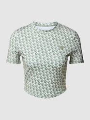 Kort T-shirt met all-over logomotief, model 'LOGOMANIA' van Guess Activewear Groen - 37