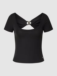 T-shirt z dekoltem w łódkę model ‘CHERYL’ od Guess Czarny - 15