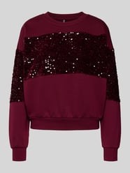 Regular fit sweatshirt van katoenmix met pailletten, model 'NANCY' van PIECES Bordeaux - 22