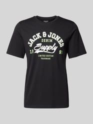 T-Shirt mit Label-Print von Jack & Jones Schwarz - 37