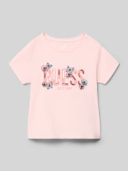 T-Shirt mit Label-Stitching und Pailletten von GUESS Pink - 23