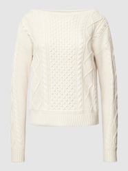 Sweter z dzianiny z dekoltem w łódkę model ‘BASETIJO’ od Lauren Ralph Lauren Biały - 10