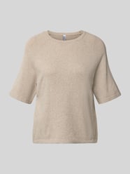 regular fit gebreid shirt met korte raglanmouw model 'BREE' van PIECES Beige - 16