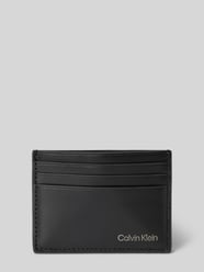 Lederkartenetui mit Label-Print Modell 'CK SMOOTH' von CK Calvin Klein Schwarz - 40