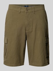 Regular fit korte linnen broek met cargozakken van MCNEAL Groen - 22