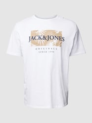 PLUS SIZE T-Shirt mit Label-Stitching von Jack & Jones Plus Weiß - 39