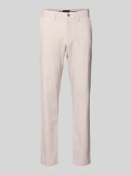 regular fit broek van mix van katoen en linnen met glencheck-motief van Christian Berg Men Beige - 10