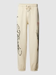 Spodnie dresowe z nadrukiem z logo model ‘JOGGER’ od Ed Hardy Biały - 44
