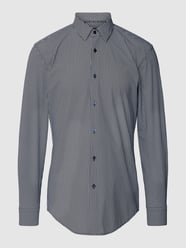 Slim Fit Business-Hemd mit Allover-Muster Modell 'Hank' von BOSS Blau - 40