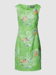Knielanges Kleid aus Leinen mit Motiv-Print von White Label Grün - 40