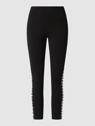 High Waist Sportleggings mit Logo-Streifen von DKNY PERFORMANCE Grau / Schwarz - 40