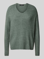 Sweter z dzianiny o kroju regular fit z dekoltem w serek model ‘CREWLEFILE’ od Vero Moda Zielony - 14