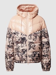 Donsjack met dierenprint en contrastgarnering van Marc Cain Roze - 14