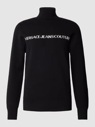 Rollkragenpullover aus Baumwoll-Kaschmir-Mix mit Label-Print von Versace Jeans Couture Schwarz - 12