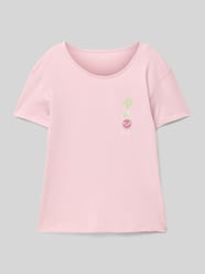 T-shirt met labelprint, model 'DAY AND NIGHT' van Roxy Fuchsia - 4
