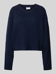 Wollpullover mit abgerundetem V-Ausschnitt von Jake*s Casual Blau - 47