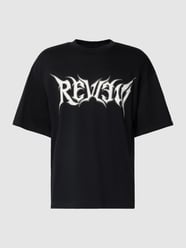 Oversized T-Shirt mit TECHNO Label-Print von REVIEW Schwarz - 37